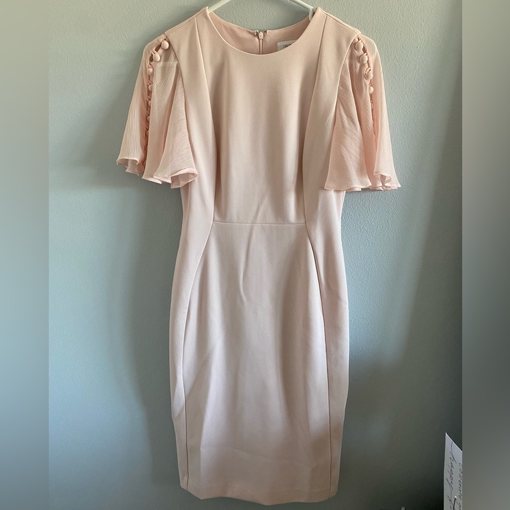 Calvin Klein Women's Button Chiffon Flutter Sleeve Sheath Dress